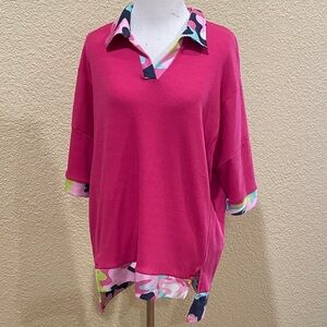 Celeste Pink Blouse with Colorful Accents